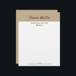 Natural Colour Classic Line Texture Letterhead<br><div class="desc">Simple, natural colour linen texture paint background with custom brown and olive green customizable typography. This template is designed for a skincare professional but can be customized for any profession by changing the font type and colour. It includes a brown dotted lines border as a separate layer, which is optional....</div>
