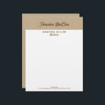 Natural Colour Classic Line Texture Letterhead<br><div class="desc">Simple, natural colour linen texture paint background with custom brown and olive green customizable typography. This template is designed for a skincare professional but can be customized for any profession by changing the font type and colour. It includes a brown dotted lines border as a separate layer, which is optional....</div>
