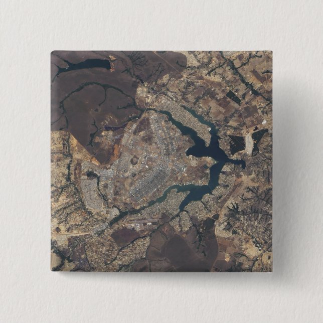 Natural-colour image of BrasÃ¯Â¿Â½lia, Brazil 2 Inch Square Button (Front)