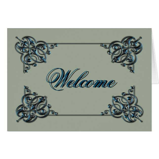 Natural Colour with Metal Swirl Border Welcome (Front Horizontal)
