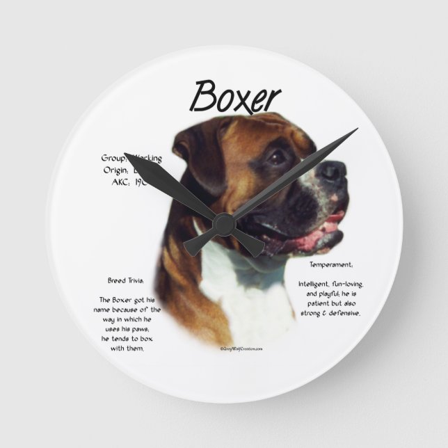 Natural Coloured Boxer Meet the Breed Round Clock (Front)
