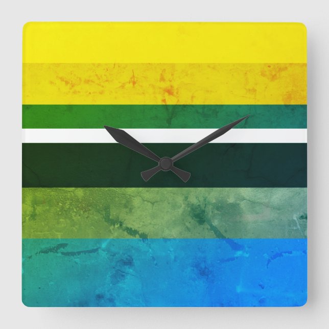 Natural Colours Familiar Horizontal Rectangles Square Wall Clock (Front)