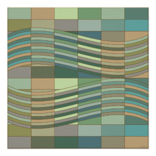 Natural Colours Wavy Rectangles Poster