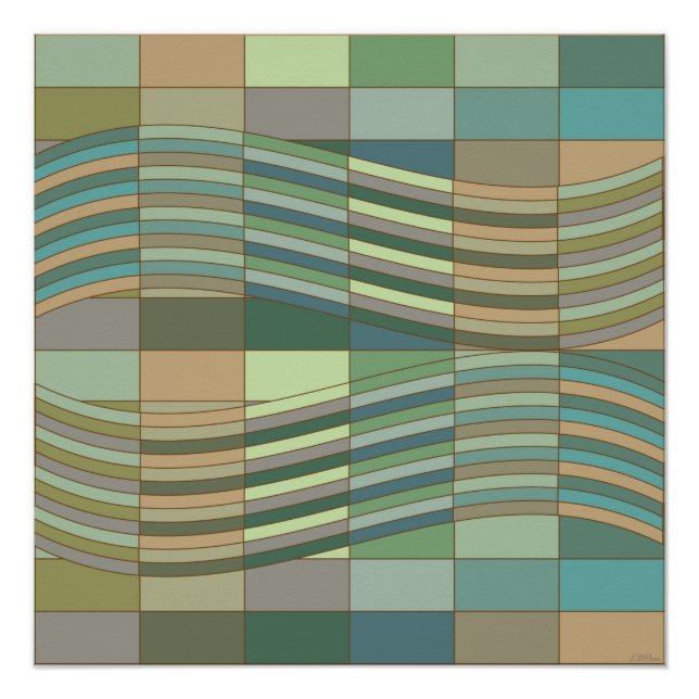Natural Colours Wavy Rectangles Poster (Front)