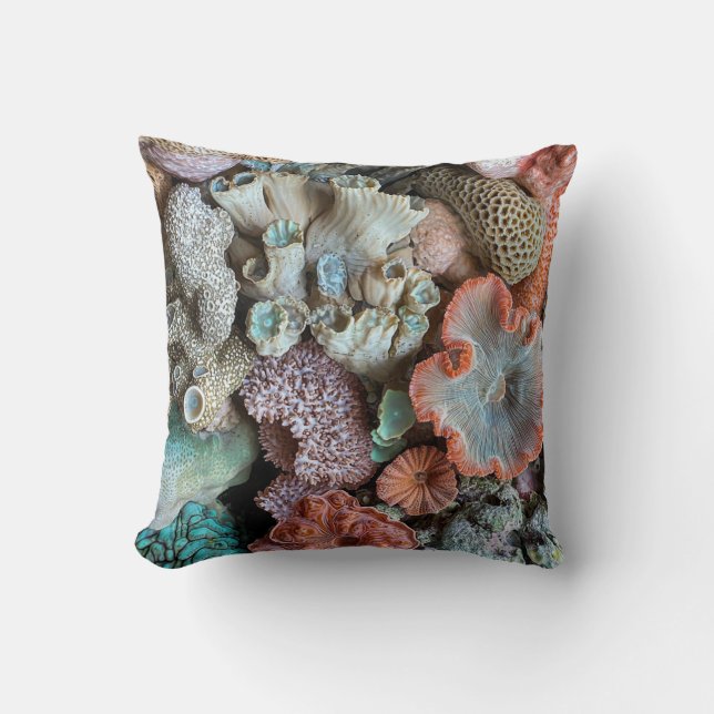 Natural coral pattern 🌊 for marine decor throw pillow (Front)