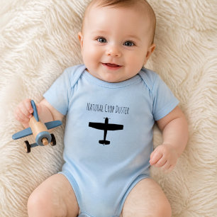 Natural Crop Duster Airplane Funny Aviation Boy Baby Bodysuit