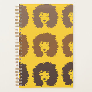 Natural Curly Hair Yellow Brown Spiral Bound 
