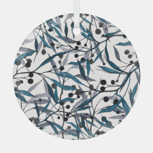 Natural Curves Floral Hand Drawn Glass Ornament