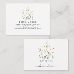 natural daisy floral baby shower bring a book card