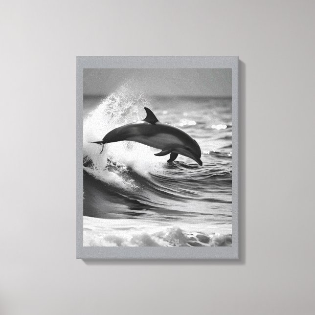 Natural Dolphine Playing in The Waves Canvas Print (Front)