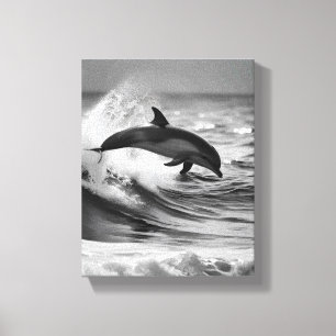 Natural Dolphine Playing in The Waves Canvas Print