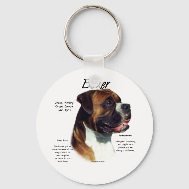 Natural Ear Boxer Meet the Breed Keychain (Front)