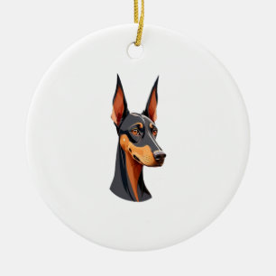 Natural Ear Doberman Ceramic Ornament