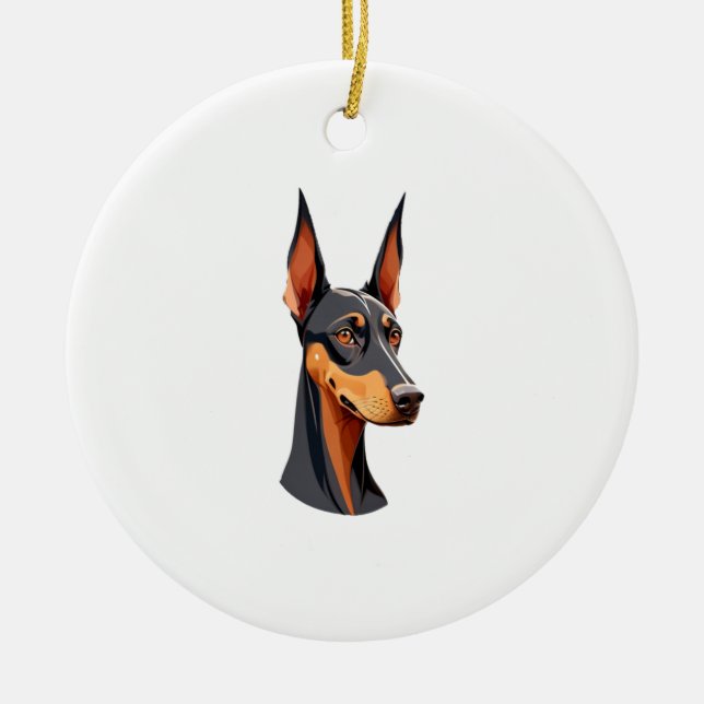 Natural Ear Doberman   Ceramic Ornament (Front)