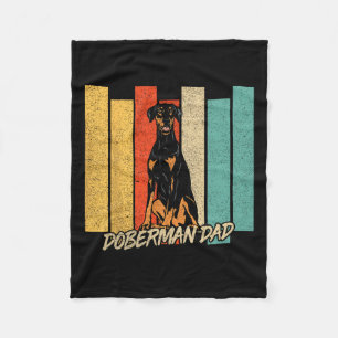 Natural Ear Doberman Dog Dad Dog Owner Fathers Day Fleece Blanket