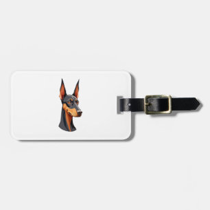 Natural Ear Doberman Luggage Tag