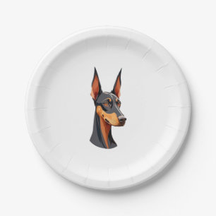 Natural Ear Doberman   Paper Plate