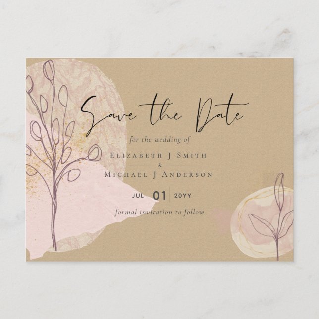 Natural Earth Rustic Woodland Fall Leaves Wedding Postcard (Front)