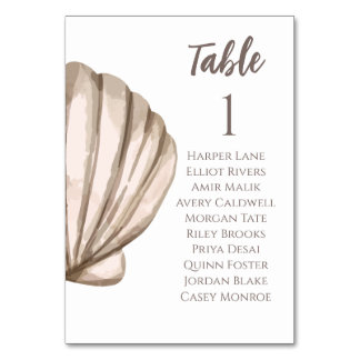 Natural Elegant Beach Seashell Table Card