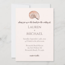Natural Elegant Beach Seashell Wedding Invitation