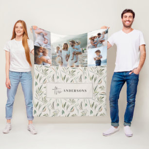 Natural elegant botanical multi photo home decor fleece blanket