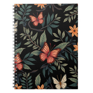 Natural Elegant Butterfly Pattern Spiral Notebooks