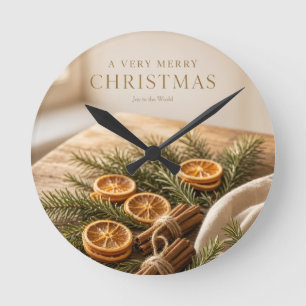 Natural European Christmas with Dried Orange Style Round Clock