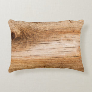 Natural fir wood: textured surface accent pillow