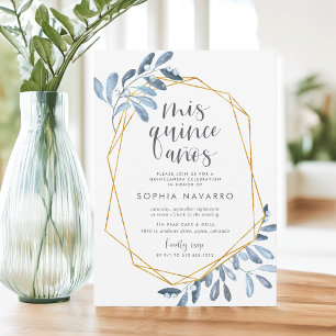 Natural Foliage Watercolor Quinceanera Invitation