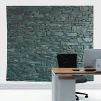 Natural Forest Green Stone Slates Brick Wall