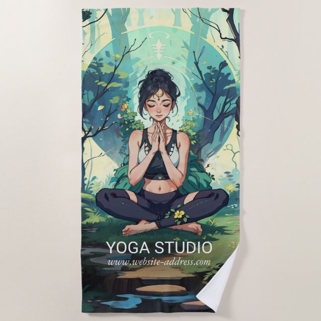 Natural Forest Yoga Fitness Meditation Instructor Beach Towel (Front)