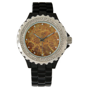 Natural fossilized coral jasper honey coloured watch
