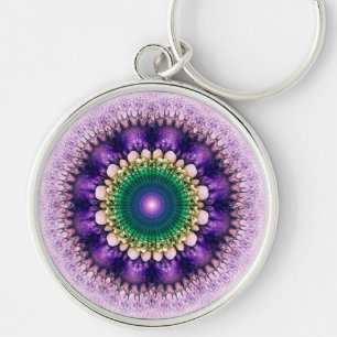 Natural fractal blue design keychain