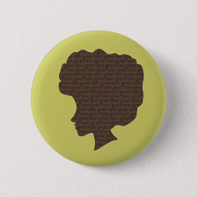 Natural 'Fro 2 Inch Round Button (Front)