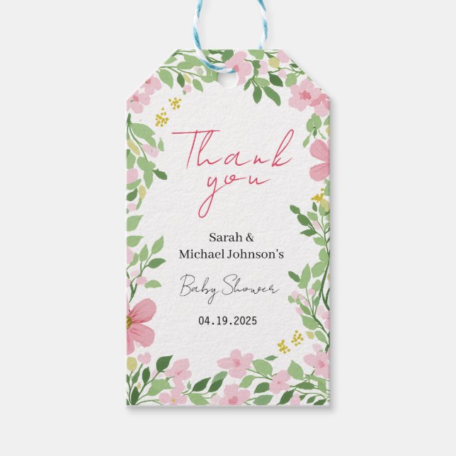 Natural Garden Baby Shower Gift Tags (Front)