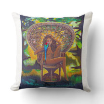 Natural Girl with Bird on Peacock Chair