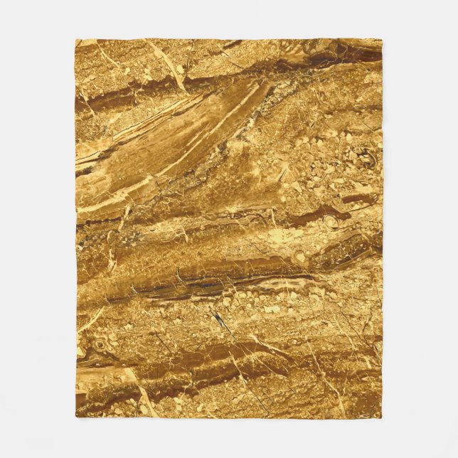 Natural gold marble tiles pattern fleece blanket (Front)