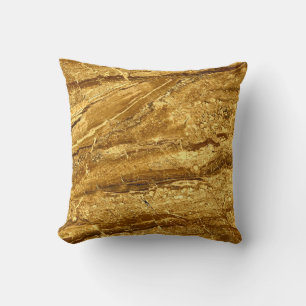 Natural gold marble tiles pattern throw pillow