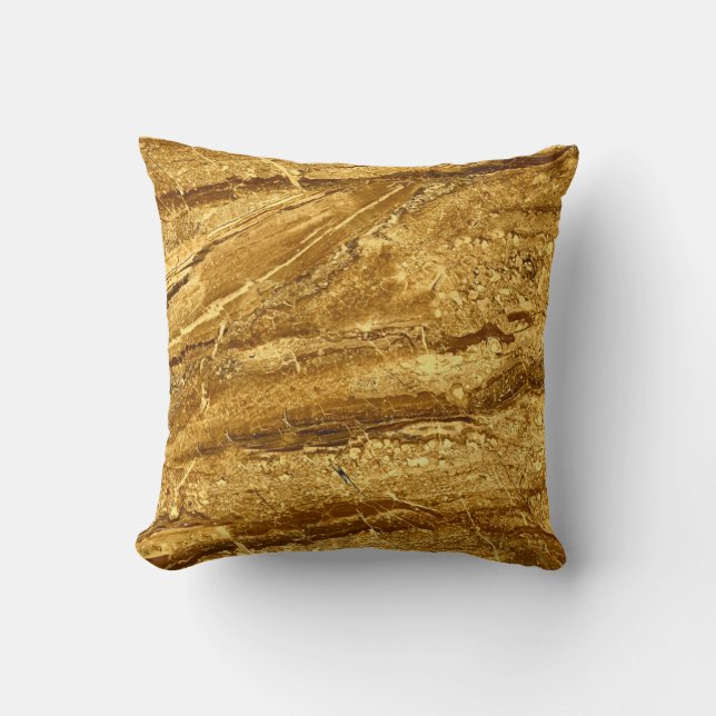 Natural gold marble tiles pattern throw pillow (Front)