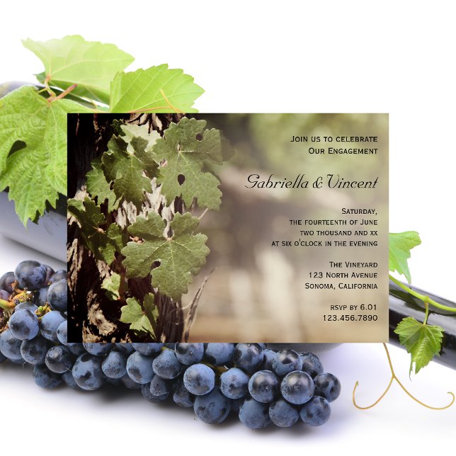 Natural Grape Leaves Vineyard Engagement Party Invitation (Creator Uploaded)