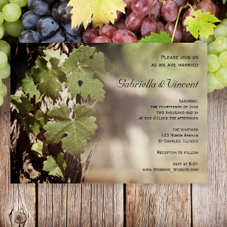 Natural Grape Leaves Vineyard Wedding Invitation