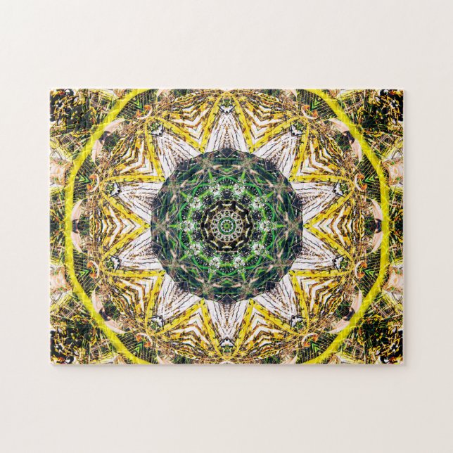 Natural green kaleidoscopic mandala jigsaw puzzle (Horizontal)