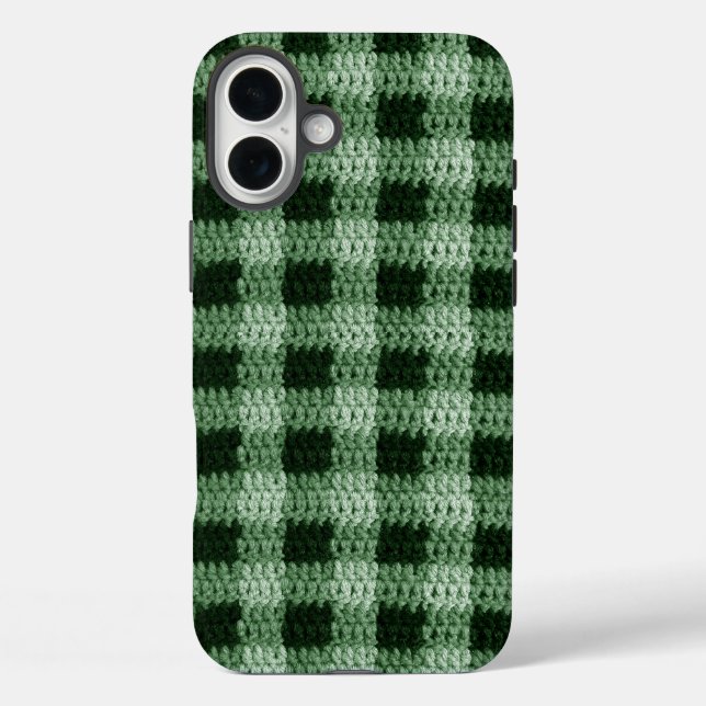  Natural Green Plaid Artisan Crochet Print Tough Case-Mate iPhone Case (Back)