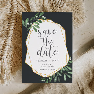 Natural Greenery Green Watercolor Botanical Save The Date