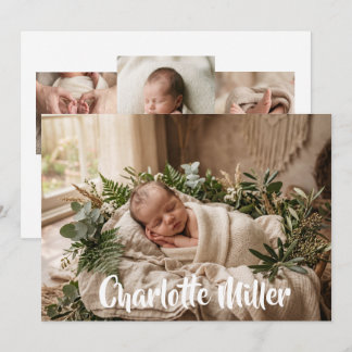 Natural Greenery Newborn Baby Birth Announcement