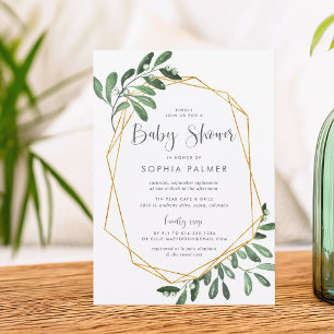 Natural Greenery Watercolor Baby Shower Invitation