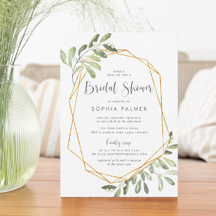 Natural Greenery   Watercolor Bridal Shower Invitation