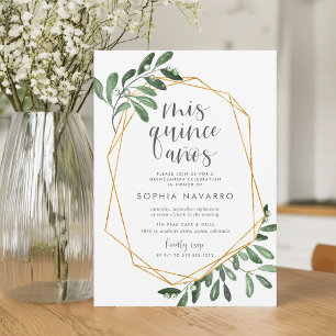Natural Greenery Watercolor Quinceanera Invitation