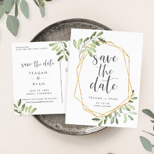 Natural Greenery Watercolor Save the Date Announcement Postcard