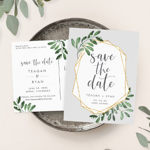 Natural Greenery   Watercolor Save the Date Announcement Postcard